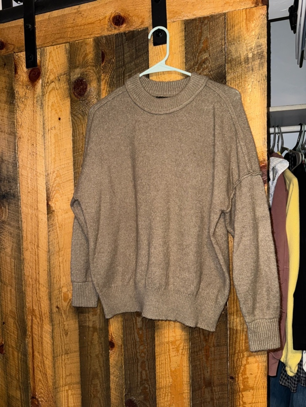 Blu Pepper Neutral Taupe Knit Crewneck Sweater